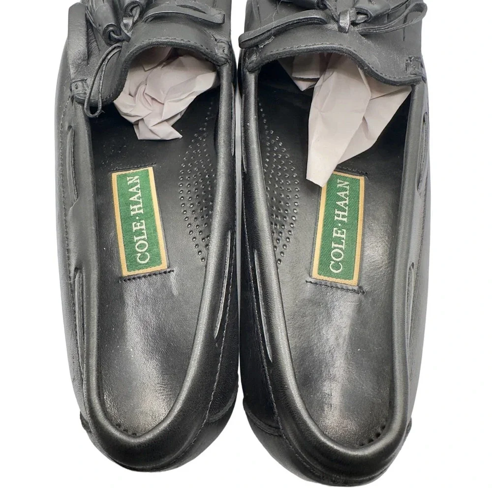 Cole Haan | Men | Matte Black Leather Kilted Tassel Loafers | Size 11 D